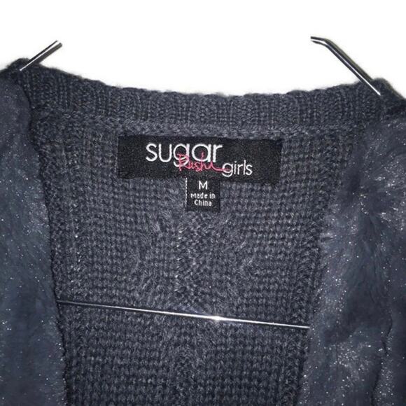 Sugar Rush Girls Gray Faux Fur & Crochet Vest - Picture 3 of 3